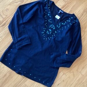 Lightweight Black Embellished Women's Top